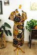 Vintage Schlagerkleid braun Muster 70er braun bunt Disco Frau M 40-42 real-disco Schlager vintageberlin.de