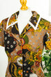 Vintage Schlagerkleid braun Muster 70er braun bunt Disco Frau M 40-42 real-disco Schlager vintageberlin.de