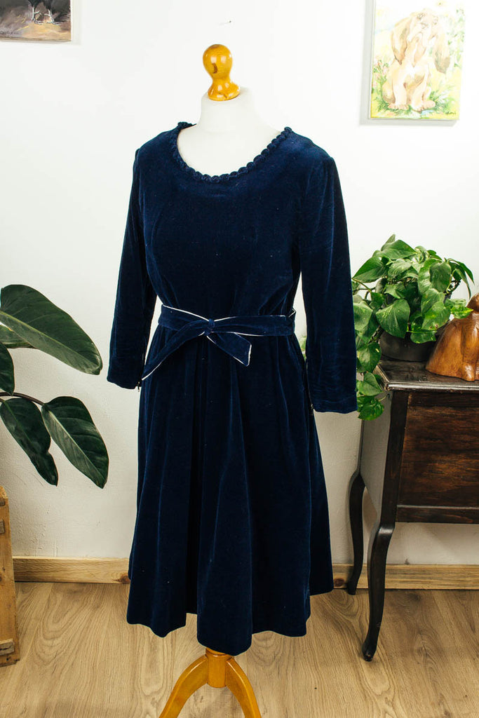 festliches Samtkleid blau Default Title 50er Abendmode blau Frau M 40-42 real-rockabilly Rockabilly Special vintageberlin.de