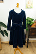 festliches Samtkleid blau 50er Abendmode blau Frau M 40-42 real-rockabilly Rockabilly Special vintageberlin.de