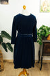 festliches Samtkleid blau 50er Abendmode blau Frau M 40-42 real-rockabilly Rockabilly Special vintageberlin.de