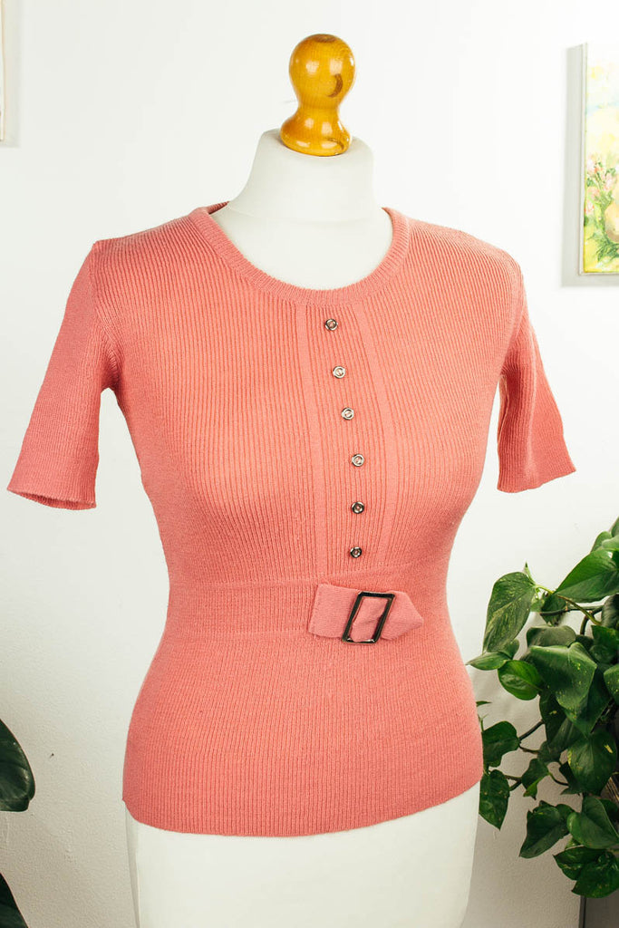 Vintage Stretch Stricktop rosa Default Title 60er 70er Disco Frau M 40-42 real-disco Rockabilly rosa S 36-38 Schlager vintageberlin.de