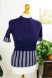 Vintage Stretch Stricktop blau Streifen Default Title 60er 70er blau Disco Frau M 40-42 real-disco Rockabilly S 36-38 Schlager vintageberlin.de