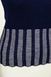 Vintage Stretch Stricktop blau Streifen 60er 70er blau Disco Frau M 40-42 real-disco Rockabilly S 36-38 Schlager vintageberlin.de