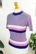 Vintage Stretch Stricktop bunt Streifen 60er 70er bunt Disco Frau M 40-42 real-disco Rockabilly S 36-38 Schlager vintageberlin.de