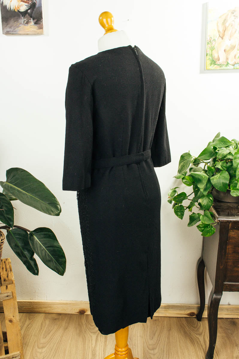 Vintage Abendkleid schwarz + Perlen