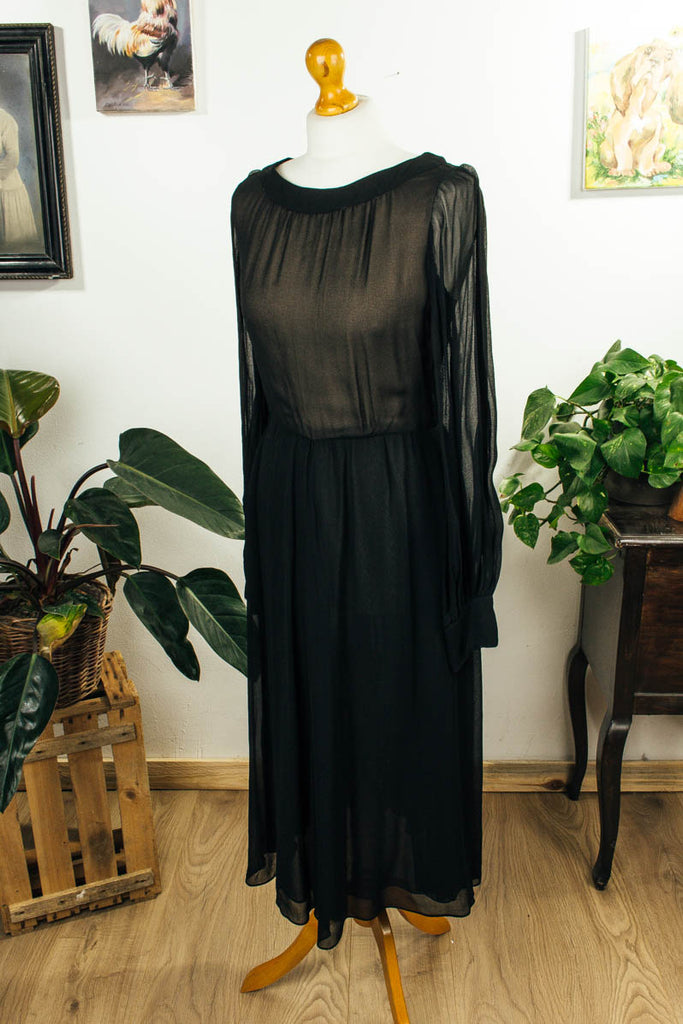 Vintage Abendkleid schwarz Chiffon