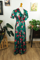 Hippie Maxikleid grün pink Glitzer