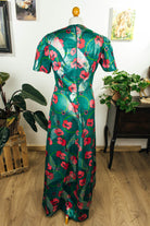 Hippie Maxikleid grün pink Glitzer