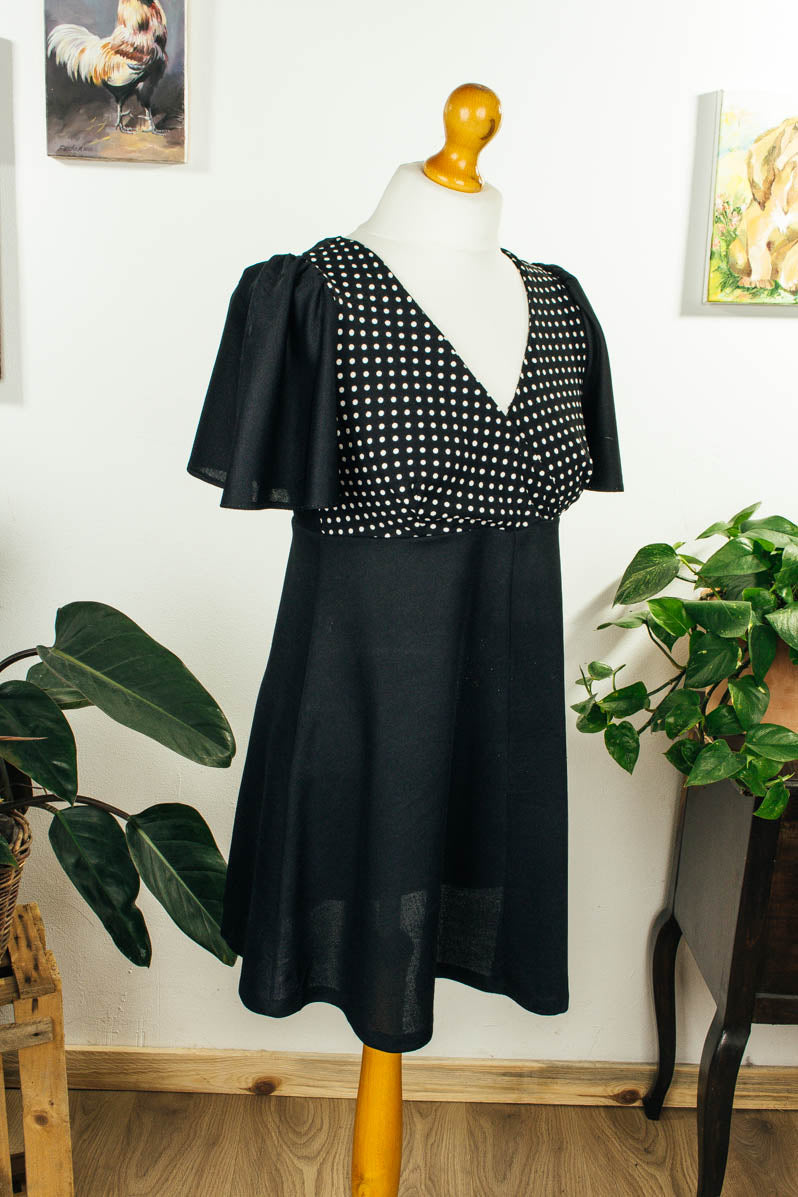 Disco Minikleid schwarz Punkte