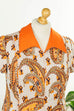 70er Schlagerkleid orange Muster 70er bunt Disco Frau L 44-46 orange real-disco Schlager Special vintageberlin.de