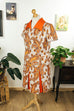 70er Schlagerkleid orange Muster 70er bunt Disco Frau L 44-46 orange real-disco Schlager Special vintageberlin.de