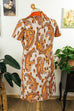 70er Schlagerkleid orange Muster 70er bunt Disco Frau L 44-46 orange real-disco Schlager Special vintageberlin.de