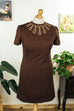 60s Schlagerkleid braun bestickt Default Title 60er 70er Boho braun Disco Frau L 44-46 real-disco Rockabilly Schlager Special vintageberlin.de