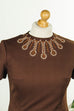 60s Schlagerkleid braun bestickt 60er 70er Boho braun Disco Frau L 44-46 real-disco Rockabilly Schlager Special vintageberlin.de