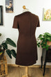 60s Schlagerkleid braun bestickt 60er 70er Boho braun Disco Frau L 44-46 real-disco Rockabilly Schlager Special vintageberlin.de