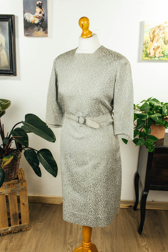 Rockabella Brokatkleid silber Default Title 60er Abendmode Frau grau L 44-46 real-rockabilly Rockabilly silber Special vintageberlin.de