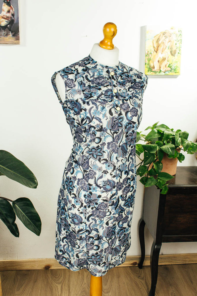 Rockabella Nylon Kleid blau grau