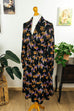 Schlagerkleid schwarz bunt Megakragen 70er bunt Disco Frau M 40-42 real-disco S 36-38 Schlager schwarz Special vintageberlin.de