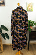 Schlagerkleid schwarz bunt Megakragen 70er bunt Disco Frau M 40-42 real-disco S 36-38 Schlager schwarz Special vintageberlin.de