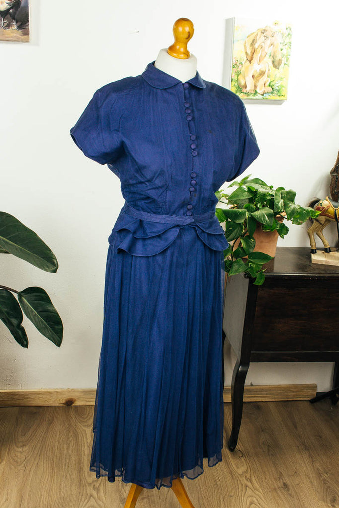 40er Jahre Abendkleid blau Tüll Default Title 30er 40er 50er Abendmode blau Flapper&Charleston Frau M 40-42 real-rockabilly Rockabilly S 36-38 Special vintageberlin.de