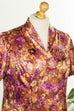 Vintage Satin Blümchenkleid bunt 60er 70er bunt Disco Frau L 44-46 lila Schlager vintageberlin.de