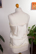 Sexy Satin Top Negligee creme 80er 90er beige Disco Frau M 40-42 Rockabilly Sekretärin weiß vintageberlin.de