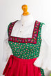 Vintage Dirndl rot grün+Bluse+Schürze 60er 70er bunt Dirndl Frau grün rot S 36-38 Special vintageberlin.de
