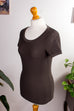 Armani Rippshirt braun 90er braun Designer Frau S 36-38 vintageberlin.de