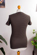 Armani Rippshirt braun 90er braun Designer Frau S 36-38 vintageberlin.de