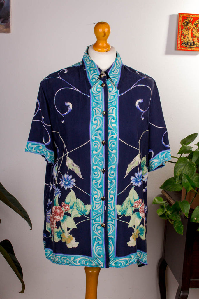Vintage Cupro Bluse Muster