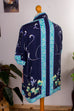 Vintage Cupro Bluse Muster 90er blau bunt Frau M 40-42 Special vintageberlin.de