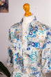 Seidenbluse blau Muster 90er blau Boho Frau S 36-38 vintageberlin.de