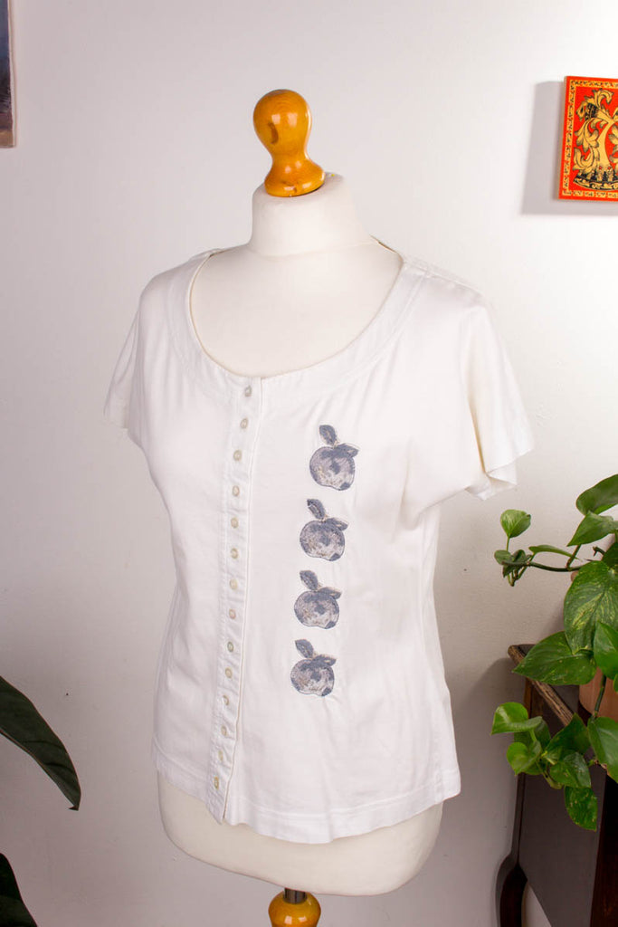 Vintage Shirt weiß Äpfel