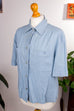 Peter Hahn Seidenbluse taubenblau Default Title 90er blau Frau M 40-42 Sekretärin vintageberlin.de