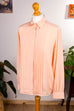 elegante Bluse apricot Falten 90er Boho Frau M 40-42 orange Rockabilly rosa Sekretärin vintageberlin.de