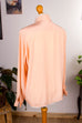 elegante Bluse apricot Falten 90er Boho Frau M 40-42 orange Rockabilly rosa Sekretärin vintageberlin.de