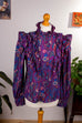 Rüschenbluse lila Muster