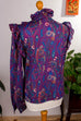 Rüschenbluse lila Muster