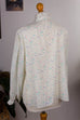 80s Rüschenbluse weiß Blümchen 80er bunt Frau L 44-46 Sekretärin weiß vintageberlin.de