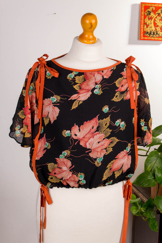 Vintage Crop Top schwarz orange