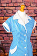 70er Schürzenkleid blau Streifen 70er blau Disco Frau M 40-42 real-rockabilly Rockabilly Schlager Special vintageberlin.de