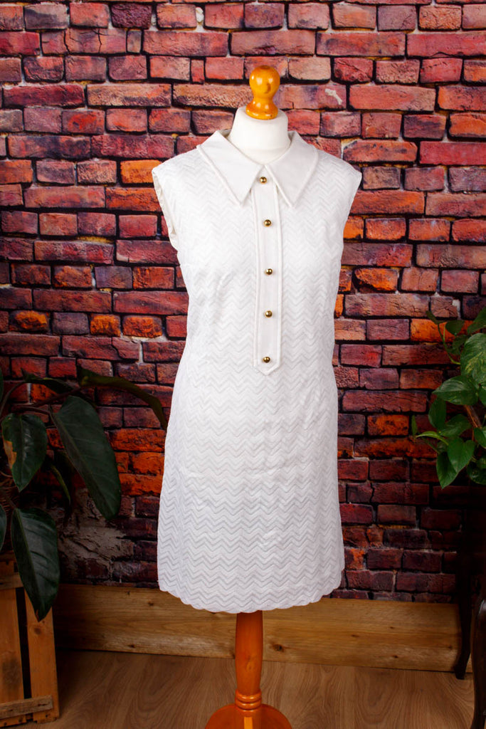 60s Discokleid weiß Zickzack