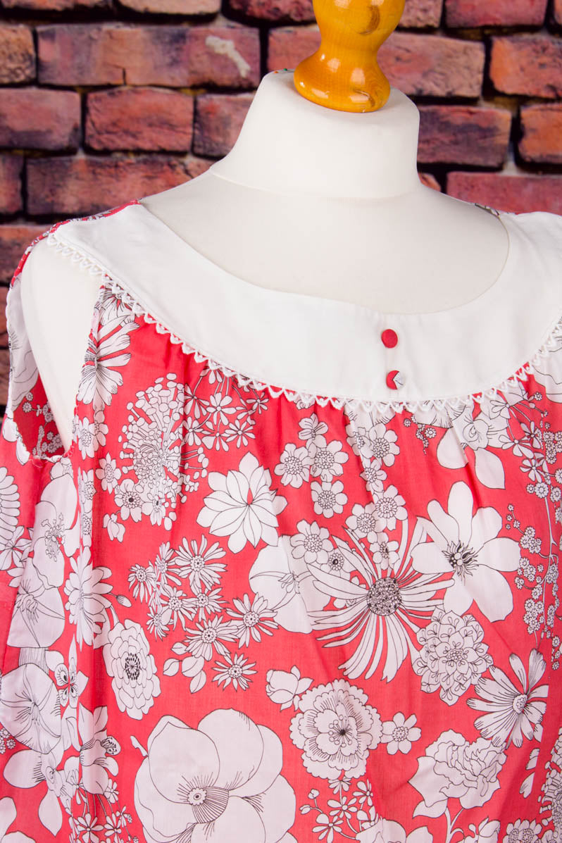 60s Babydoll rot Blumen