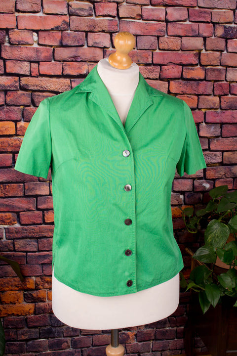 kurze 60er Bluse grün