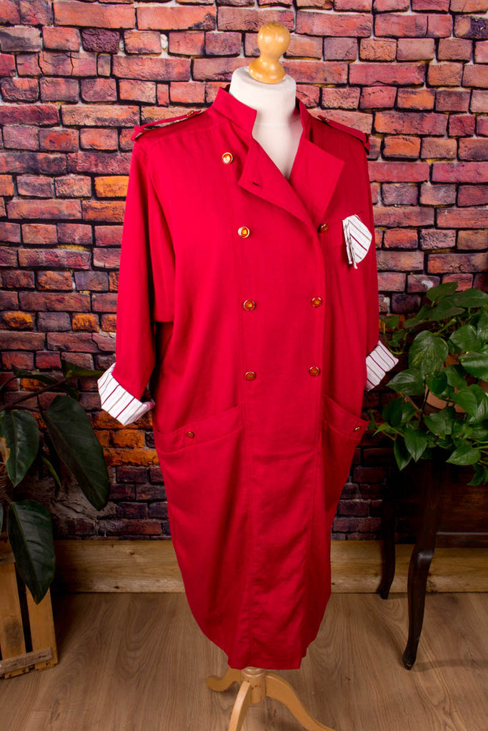 80er Jahre Kleid rot V-Form