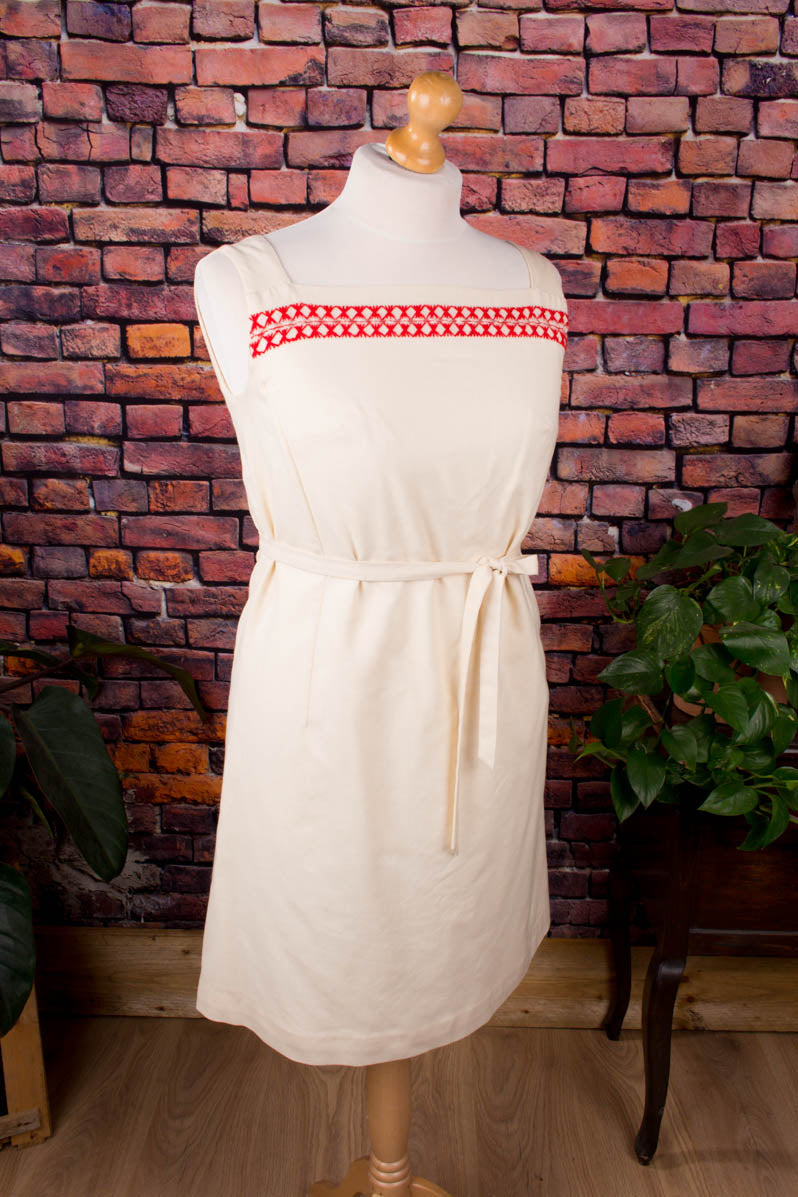 60s Shiftkleid beige Wollmix