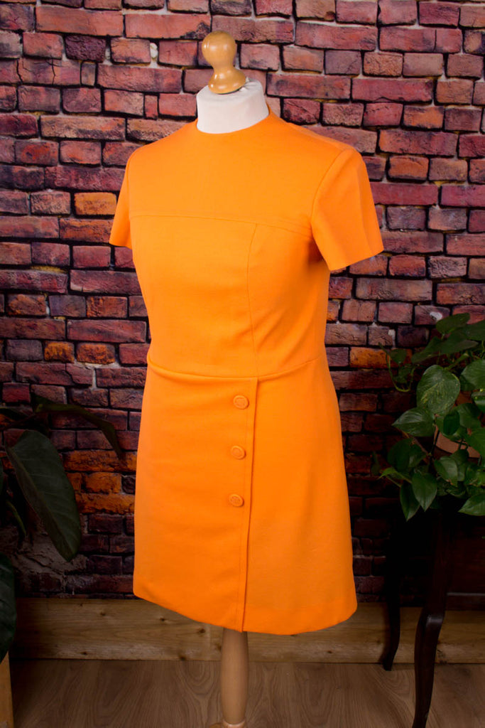 60s Minikleid orange Default Title 60er 70er Disco Frau L 44-46 M 40-42 Mod orange real-disco Rockabilly Schlager Special vintageberlin.de
