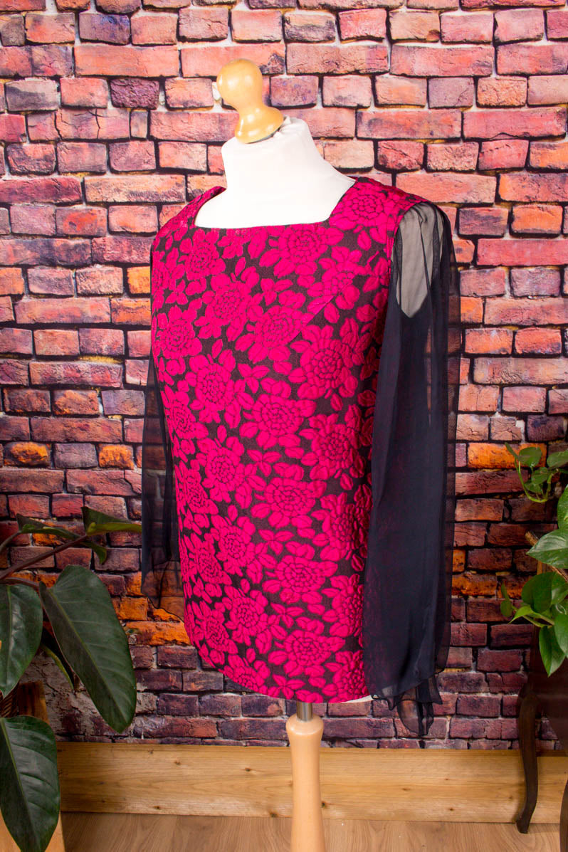 60s Brokat Top + Chiffonärmel