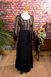 Hippie Kleid schwarz + gold Brokat